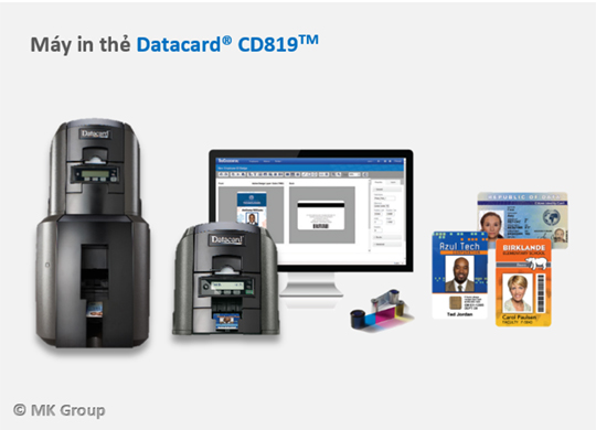 Máy in thẻ ID CD819 - Máy in thẻ nhựa, máy dập nổi, đầu đọc thẻ nhựa